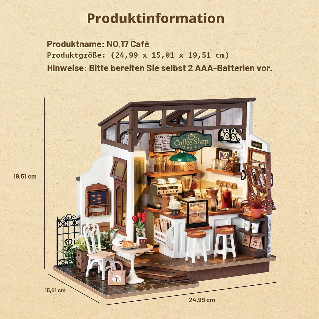 Rolife DIY Miniatur Cafe-Minihaus Holzpuppenhaus Geschenkidee Für Frauen und Mädchen(DG162), Cafe