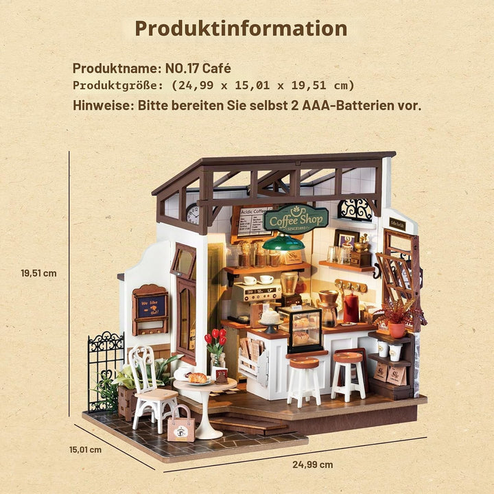 Rolife DIY Miniatur Cafe-Minihaus Holzpuppenhaus Geschenkidee Für Frauen und Mädchen(DG162), Cafe