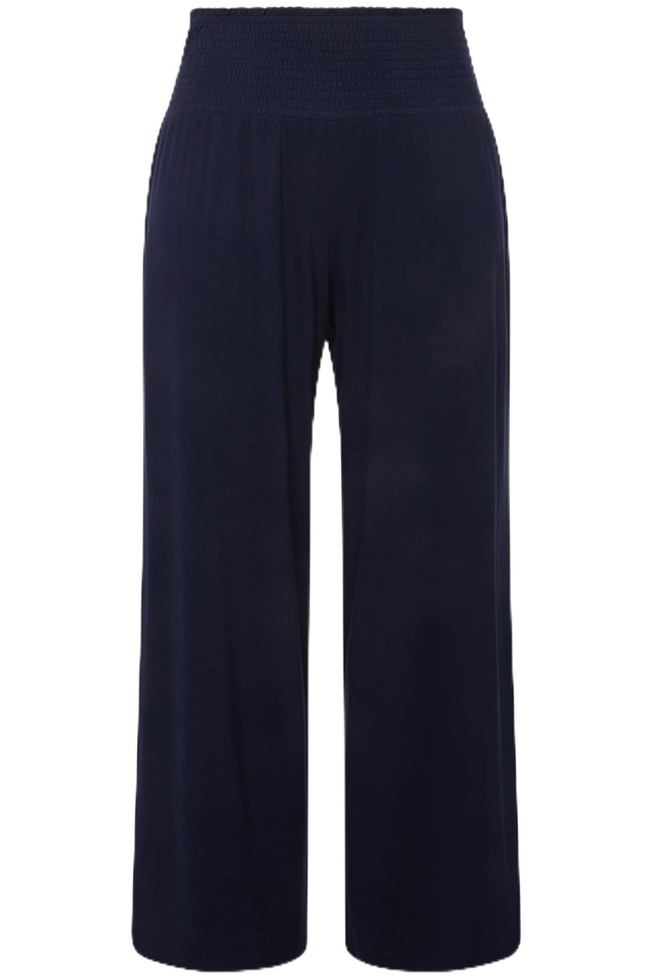Ulla Popken Damen Marlenehose, Weites Bein, Breiter Elastikbund Schlupfhose 45W / 32L Schwarz, 45W /