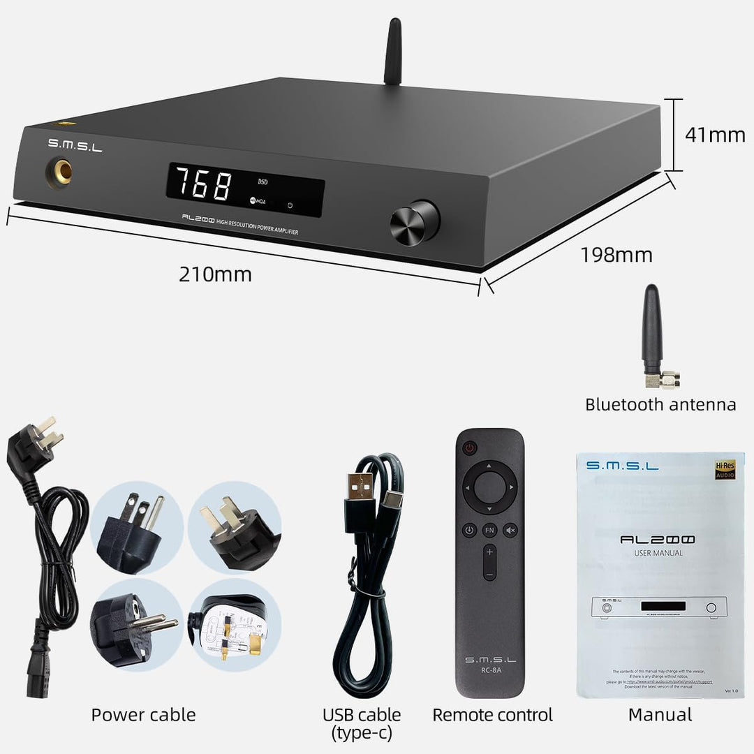 SMSL AL200, Hi-Fi-Verstärker, MA5332MS Stereo-D-Klasse Verstärker-Chip, 165 W Ausgangsleistung, inte