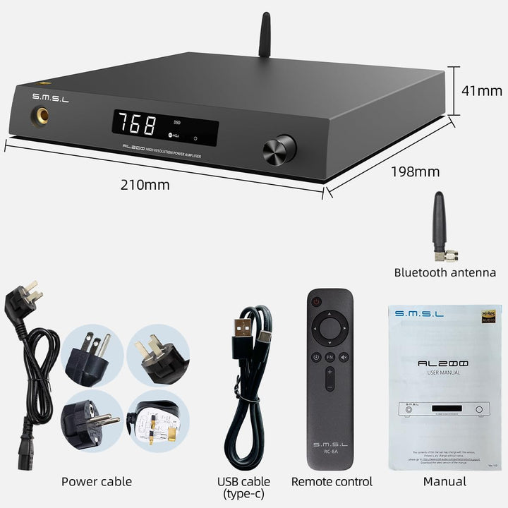 SMSL AL200, Hi-Fi-Verstärker, MA5332MS Stereo-D-Klasse Verstärker-Chip, 165 W Ausgangsleistung, inte