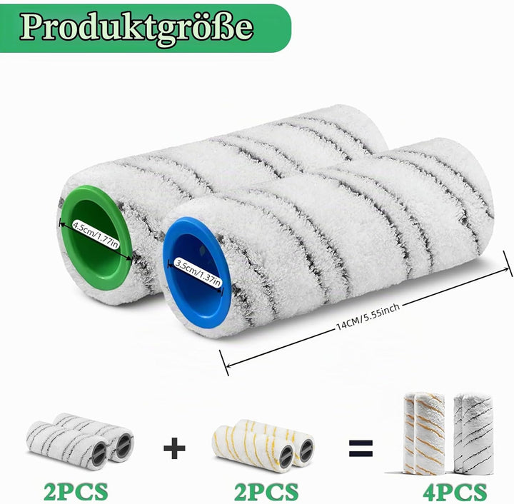 Walzenset für Karcher FC7 FC3 FC5 FC3D EWM2 Elektrischer Bodenreiniger, 4 Universalwalzen, Waschbar,