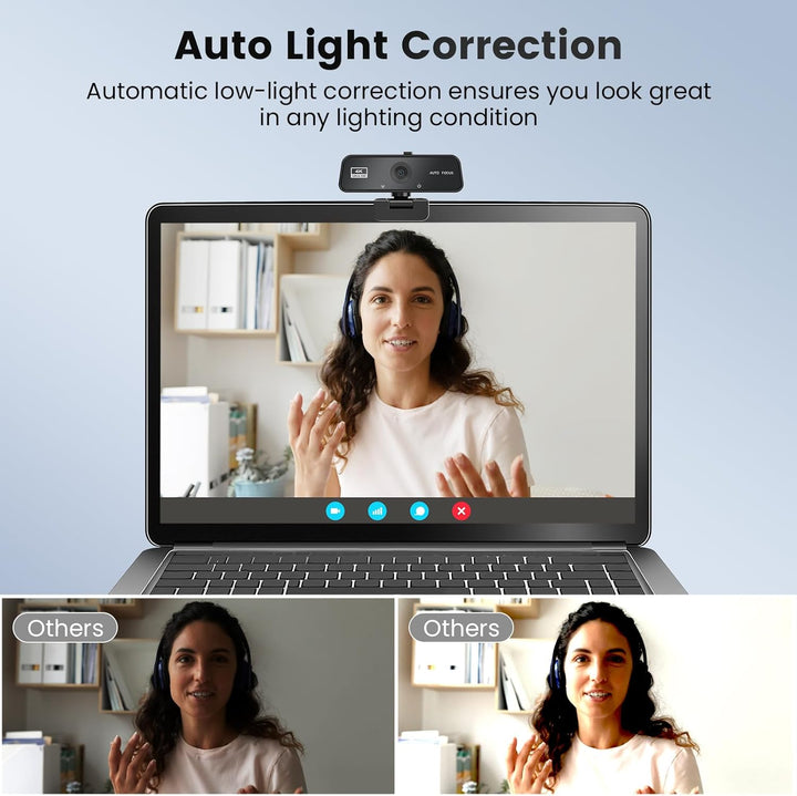 4K Webcam mit Autofokus – Ultra HD Streaming Kamera mit Integriertem Mikrofon & Automatischer Lichtk