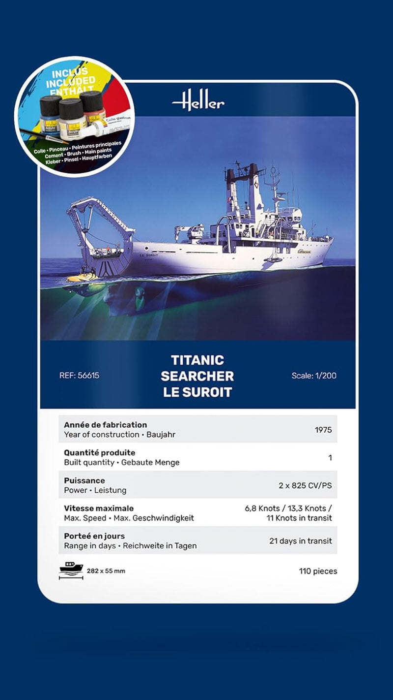 Heller Modell Boot Titanic Searcher Le Suroit – 1/200 56615