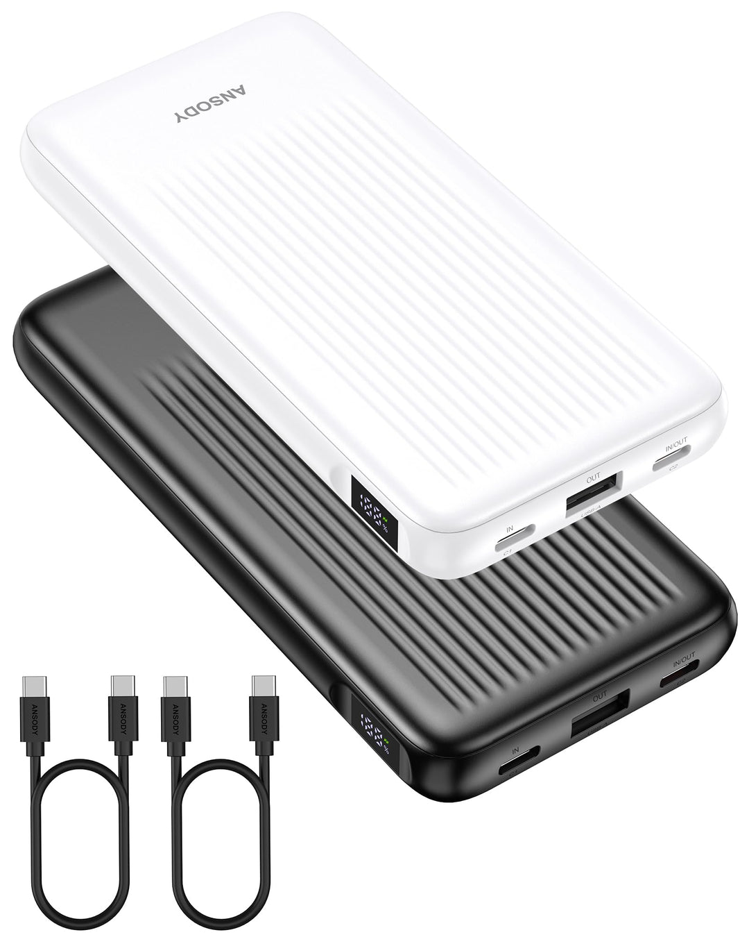 22.5W Power Bank 10000mAh 2 Stück, Akkupack Klein Aber Stark, LED Display kompatibel Externe handyak
