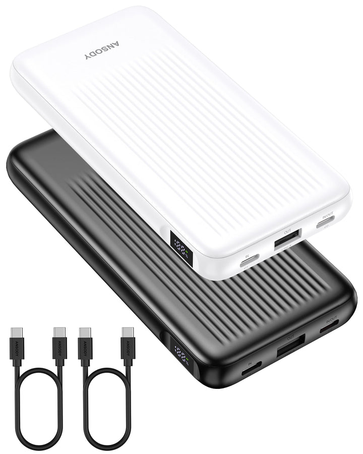 22.5W Power Bank 10000mAh 2 Stück, Akkupack Klein Aber Stark, LED Display kompatibel Externe handyak