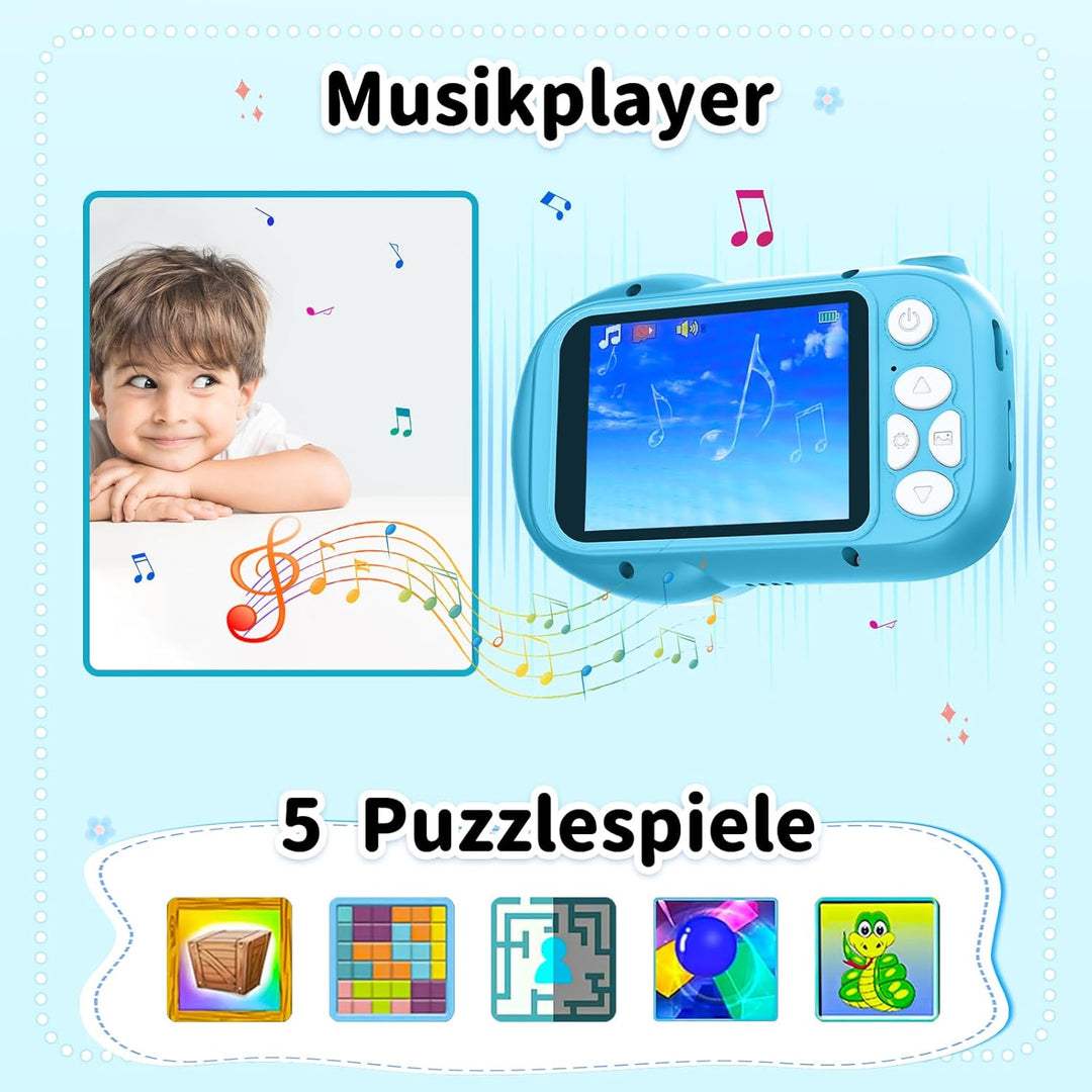 Kinderkamera, Kinder Kamera mit 2,4" Bildschirm &180°Flip-Objektiv, 1080P HD Digitalkamera Kinder mi