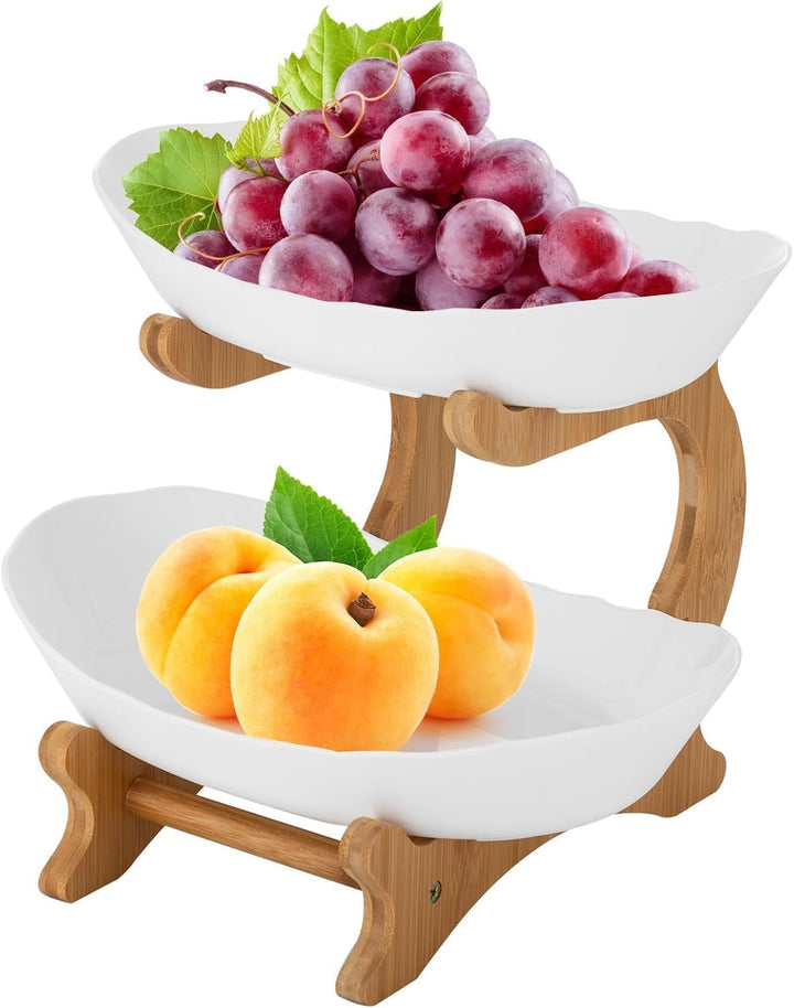 Obst Etagere Kunststoff Obstschale - Bruchsicher Kunststoffschalen mit 2 Etagen Kunststoff Obsttelle
