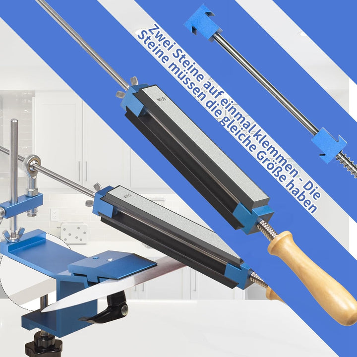 Messerschärfer Profi, Messerschärfsystem Professioneller mit Schnellspann, Festwinkel Messerschärfer