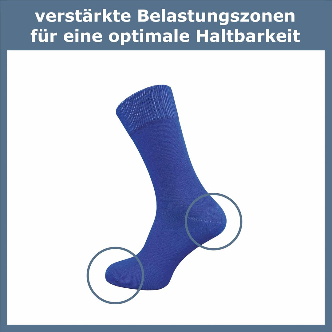 Herren Socken aus 100% Baumwolle | Reine Baumwollsocken im 10er-Set | Freizeitsocken ohne Naht mit v