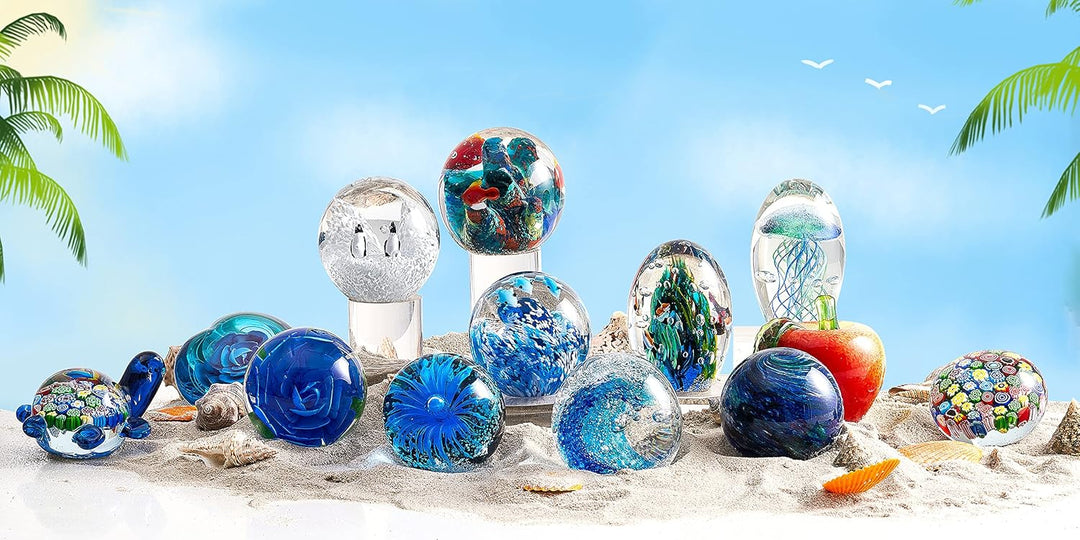 Handgeblasene Glasblumenfigur, Briefbeschwerer aus Glas, als Geburtstagsgeschenk