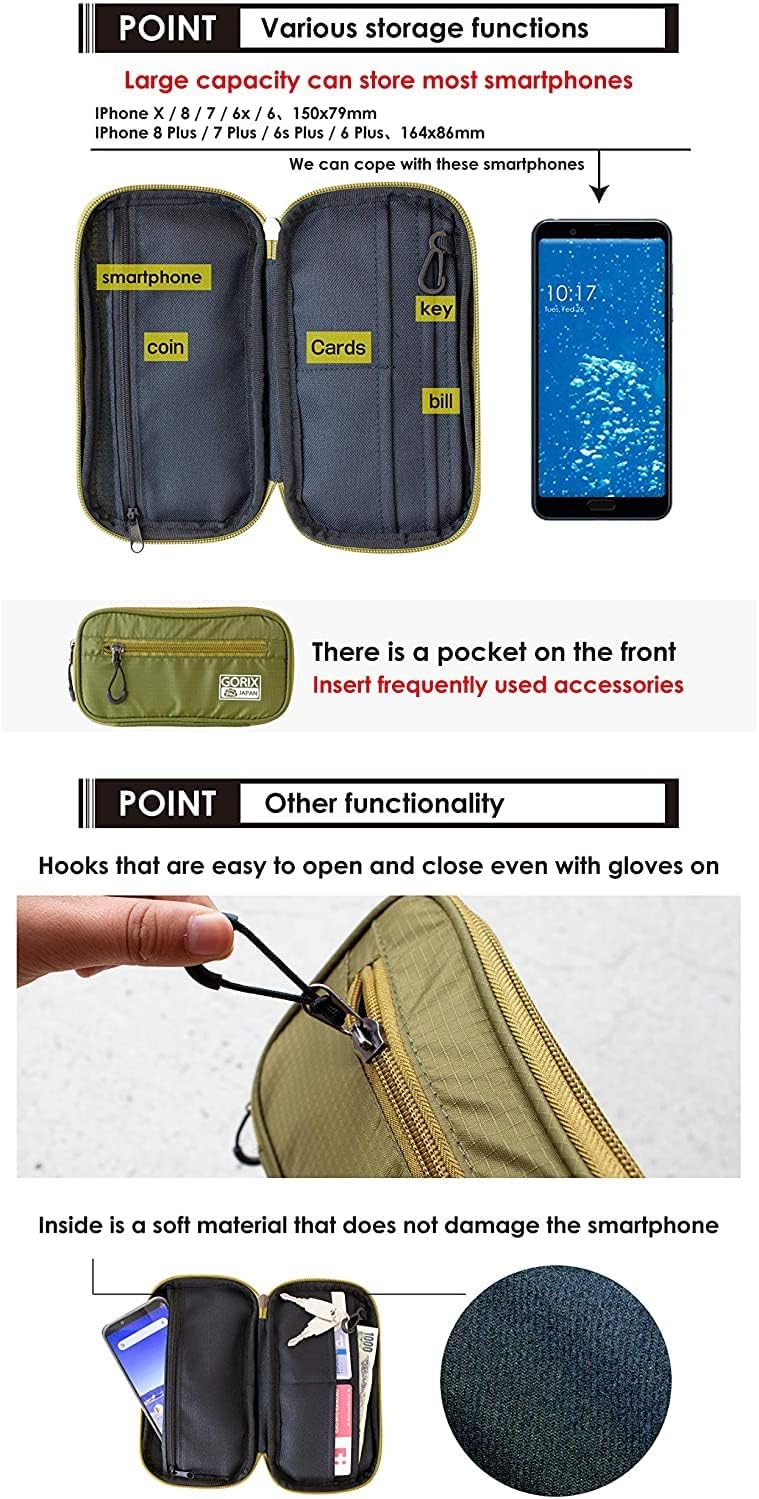 GORIX Cycle Wallet Pouch Bag wasserdichte Handytasche Rennrad MTB Fahrrad (BKPO) (schwarz)