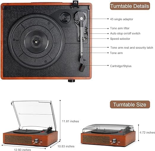 Vinyl Plattenspieler Bluetooth Plattenspieler mit eingebauten Lautsprechern Vintage Plattenspieler S