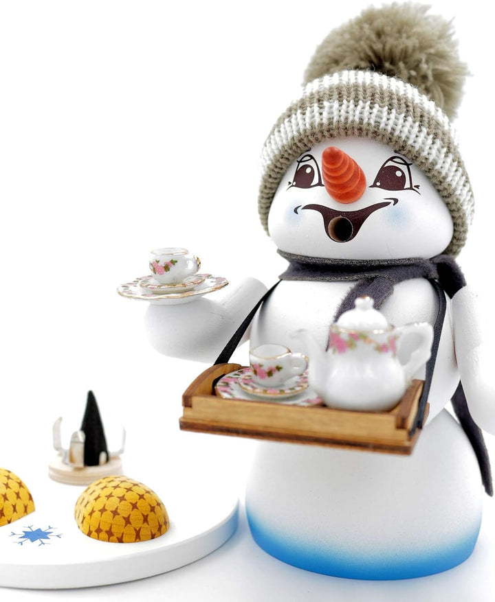 Kuhnert - Erzgebirgische Holzkunst Räuchermann Räucherfigur Schneemann 19cm - Bauchladen, Bauchladen