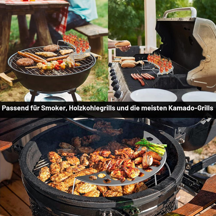 onlyfire Grillhalter für Jalapenos, Edelstahl Hähnchenkeulen Grillständer mit 25 Loch &amp; Entkerner, H