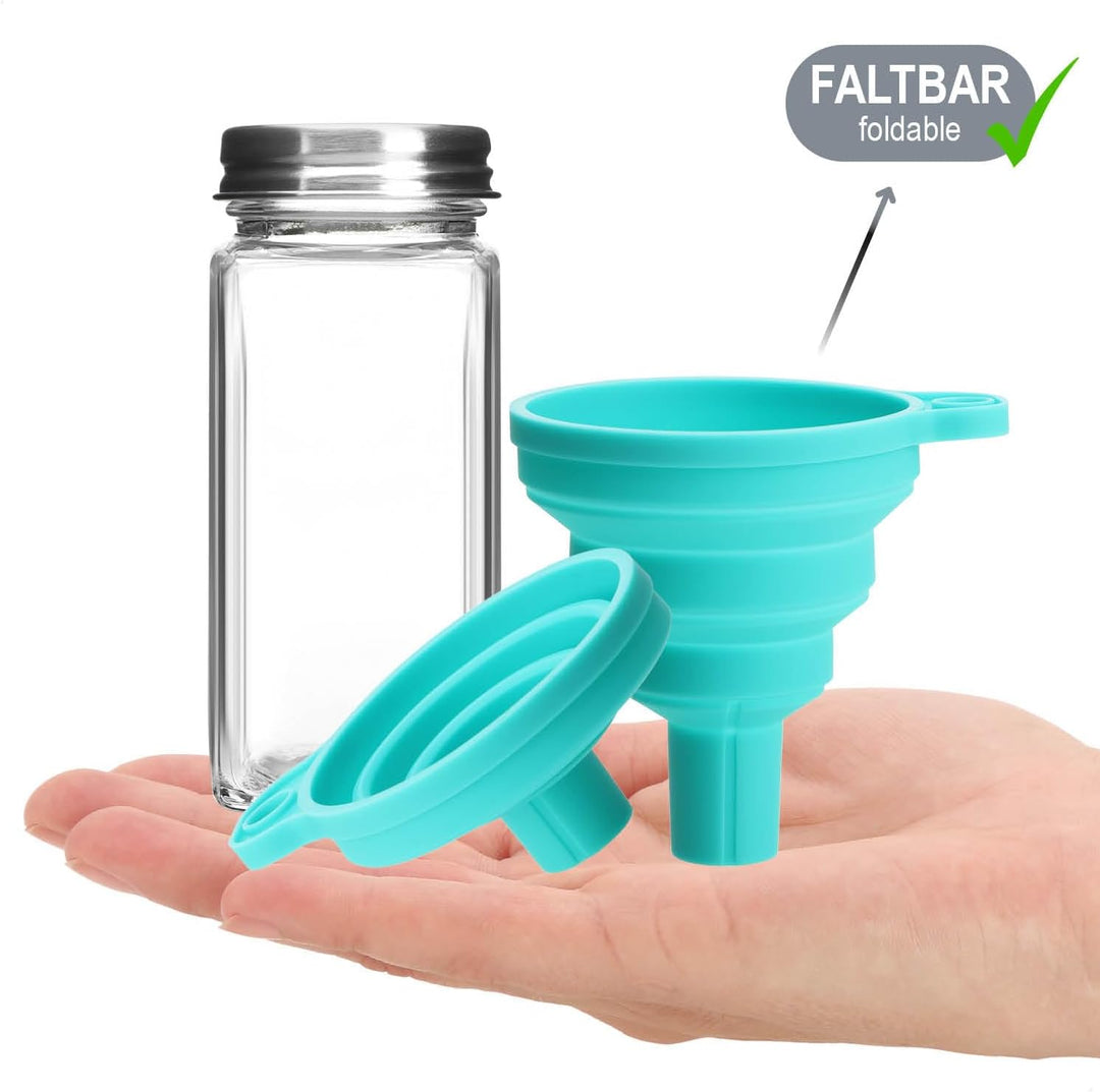 com-four® Gewürzgläser Set [ Eckig - 12x | 120ml ] mit Gewürzetiketten, je 2 Streueinsätze, Stift zu