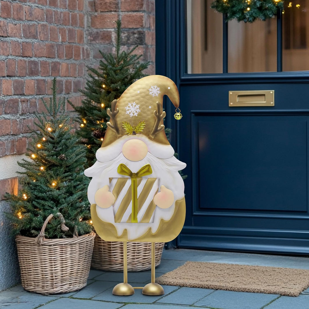 TERESA'S COLLECTIONS Weihnachten Deko,Gartendeko für Draussen,61cm,Metall Weihnachtswichtel für Weih