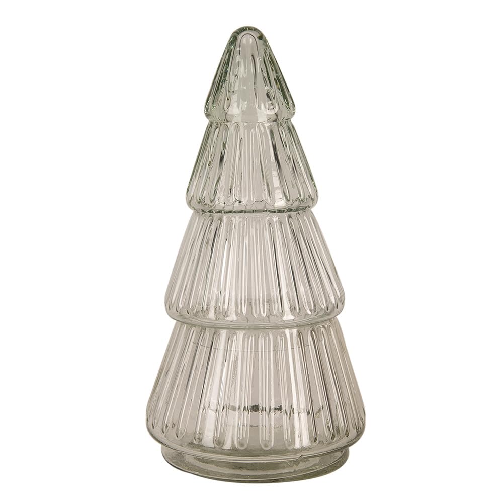 Clayre & Eef Glastopf Weihnachtsbaum Ø 11x21 cm Transparant Glas Vorratsglasdeckel