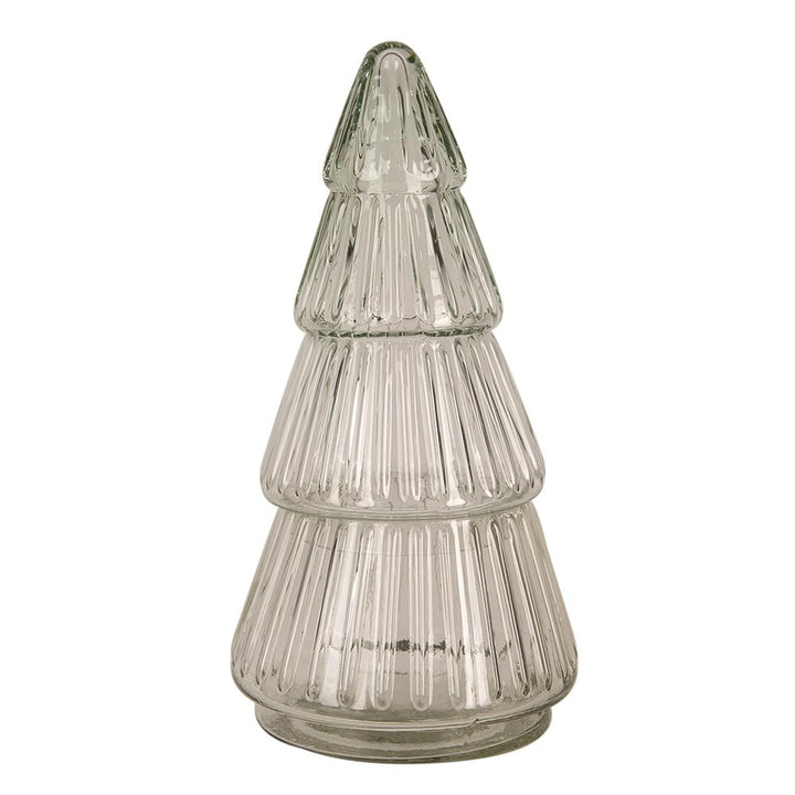 Clayre & Eef Glastopf Weihnachtsbaum Ø 11x21 cm Transparant Glas Vorratsglasdeckel