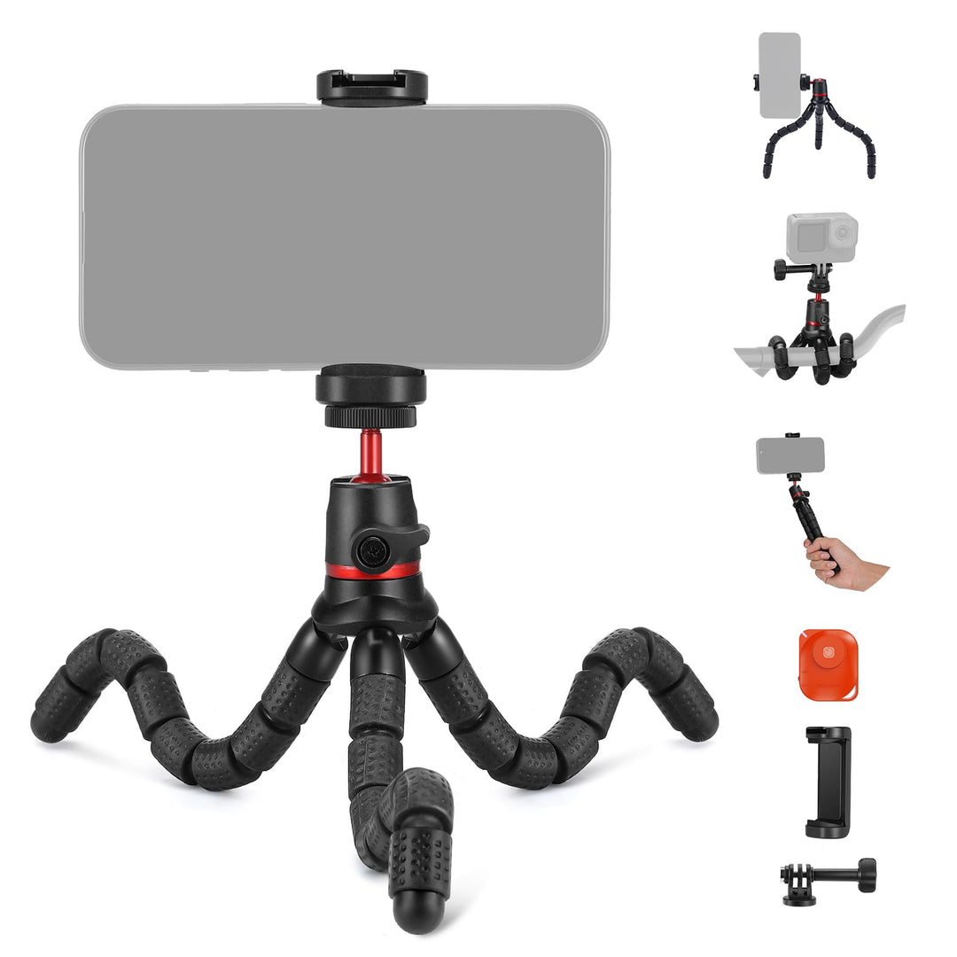 NEEWER Basic Stativ für iPhone mit Fernbedienung/Action Adapter/Telefonhalter, Telefon Stativ Stand