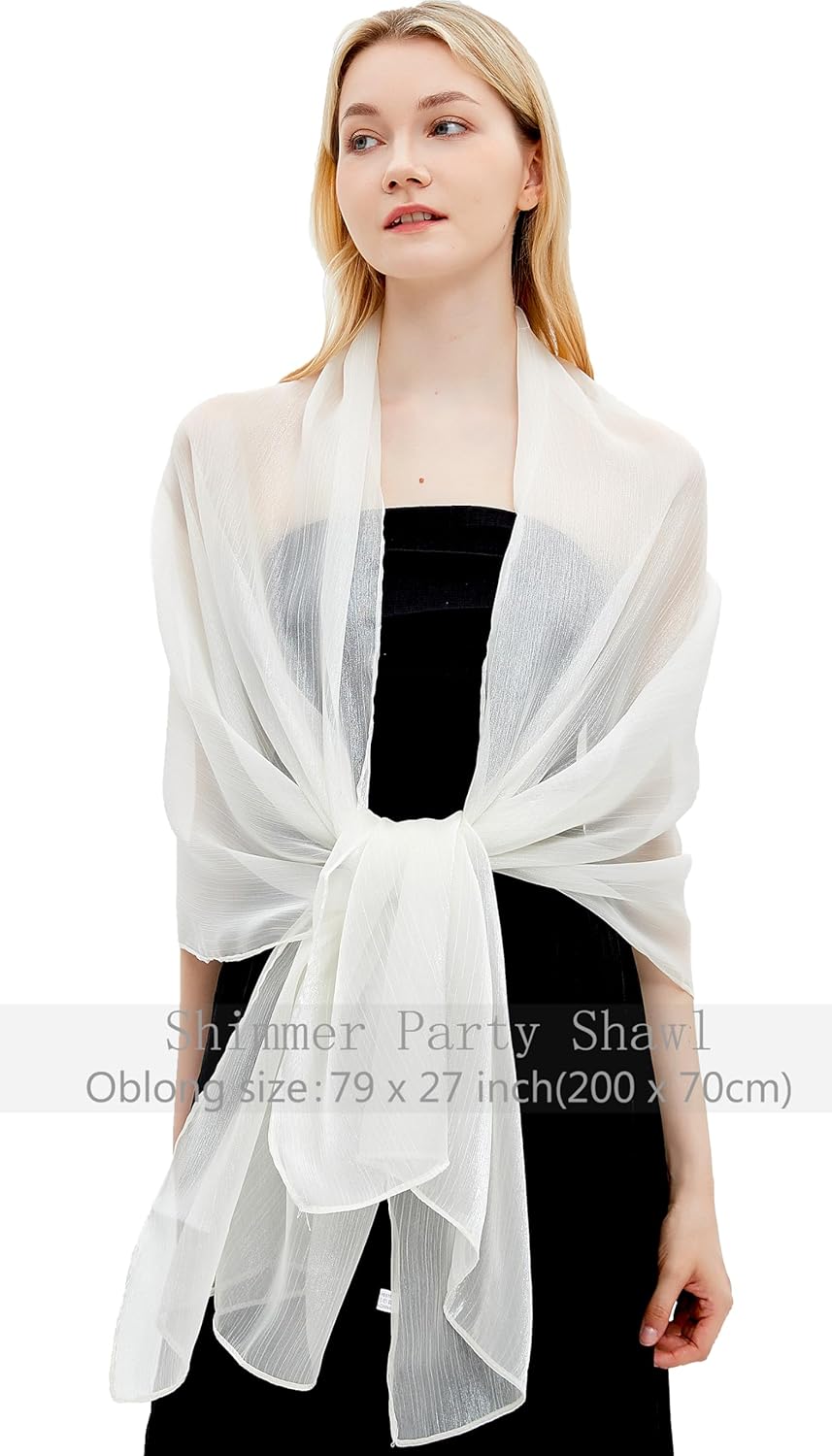 Gragengs Damen Schals und Wraps für Abendkleider Leichte Sheer Crepe Tücher Shimmer Hochzeit Party S