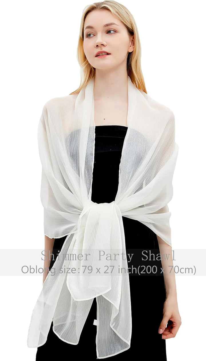 Gragengs Damen Schals und Wraps für Abendkleider Leichte Sheer Crepe Tücher Shimmer Hochzeit Party S
