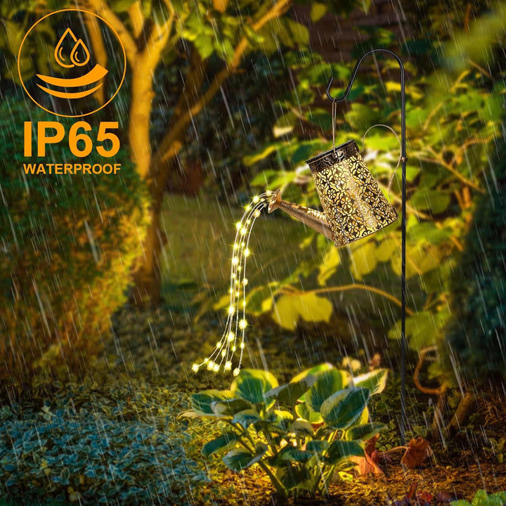 Solar Giesskanne mit Lichterkette Gartendeko, GuKKK LED Aussen Solarlampen, IP65 Wasserdicht Giesska