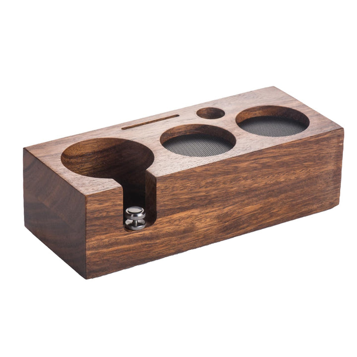 Tamperstation, Espresso Station aus Walnussholz für 58mm Tamper/Distributor und Siebträger, 3in1 Tam