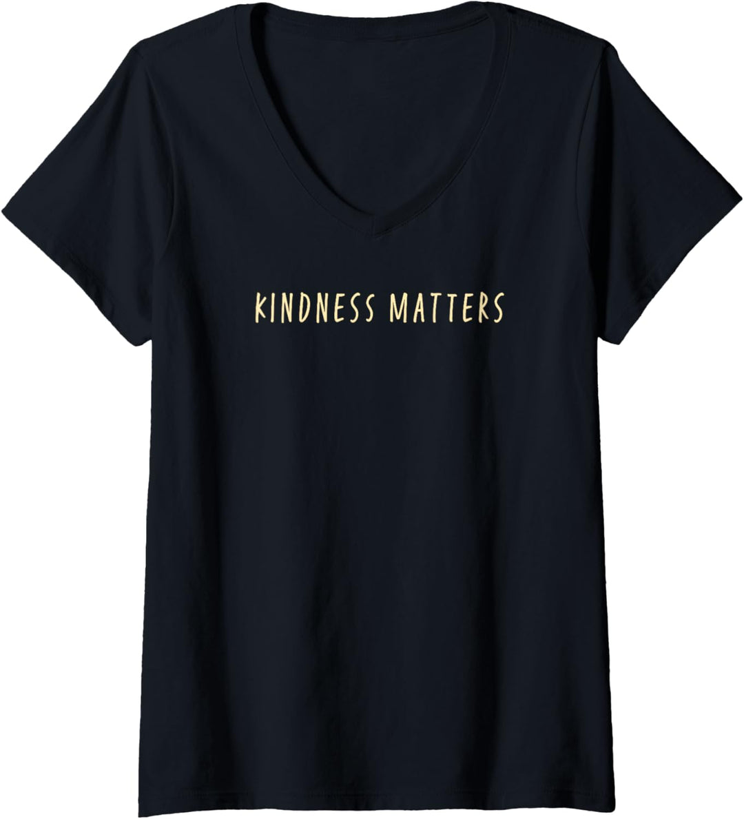 Damen Trendy Kindness Matters Simple Text Floral Bouquet T-Shirt mit V-Ausschnitt