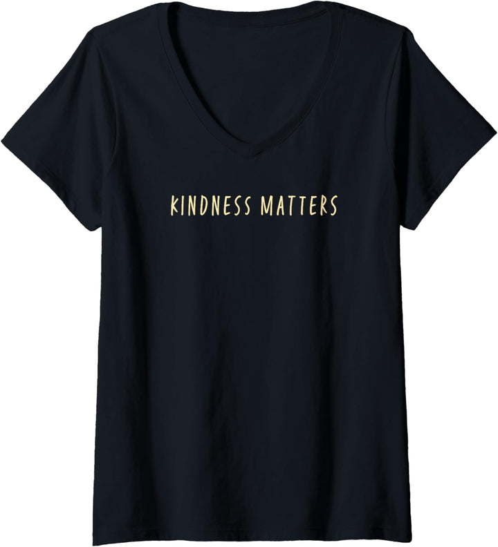 Damen Trendy Kindness Matters Simple Text Floral Bouquet T-Shirt mit V-Ausschnitt