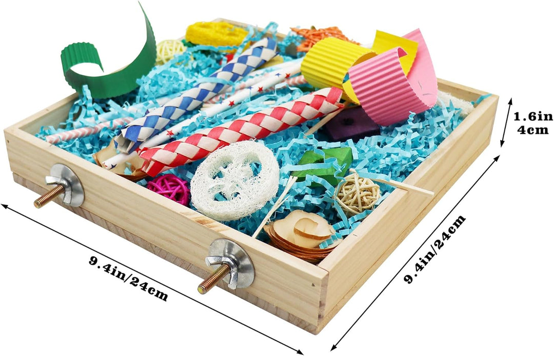 Vogel-Foraging-Spielzeugbox, Holz-Papageien-Schredder-Spielzeugbox, Vogel-Kau-Spielzeuge, Vogelkäfig