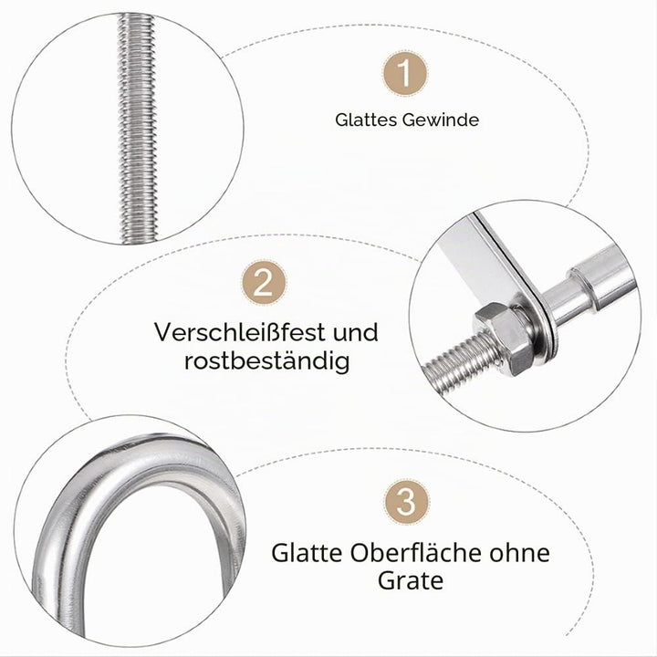 4 Stück U Bolzen, M5 M6 M8 M10 M12 Edelstahl 304 Bügelschraube Gewindebügel mit Mutter Platte