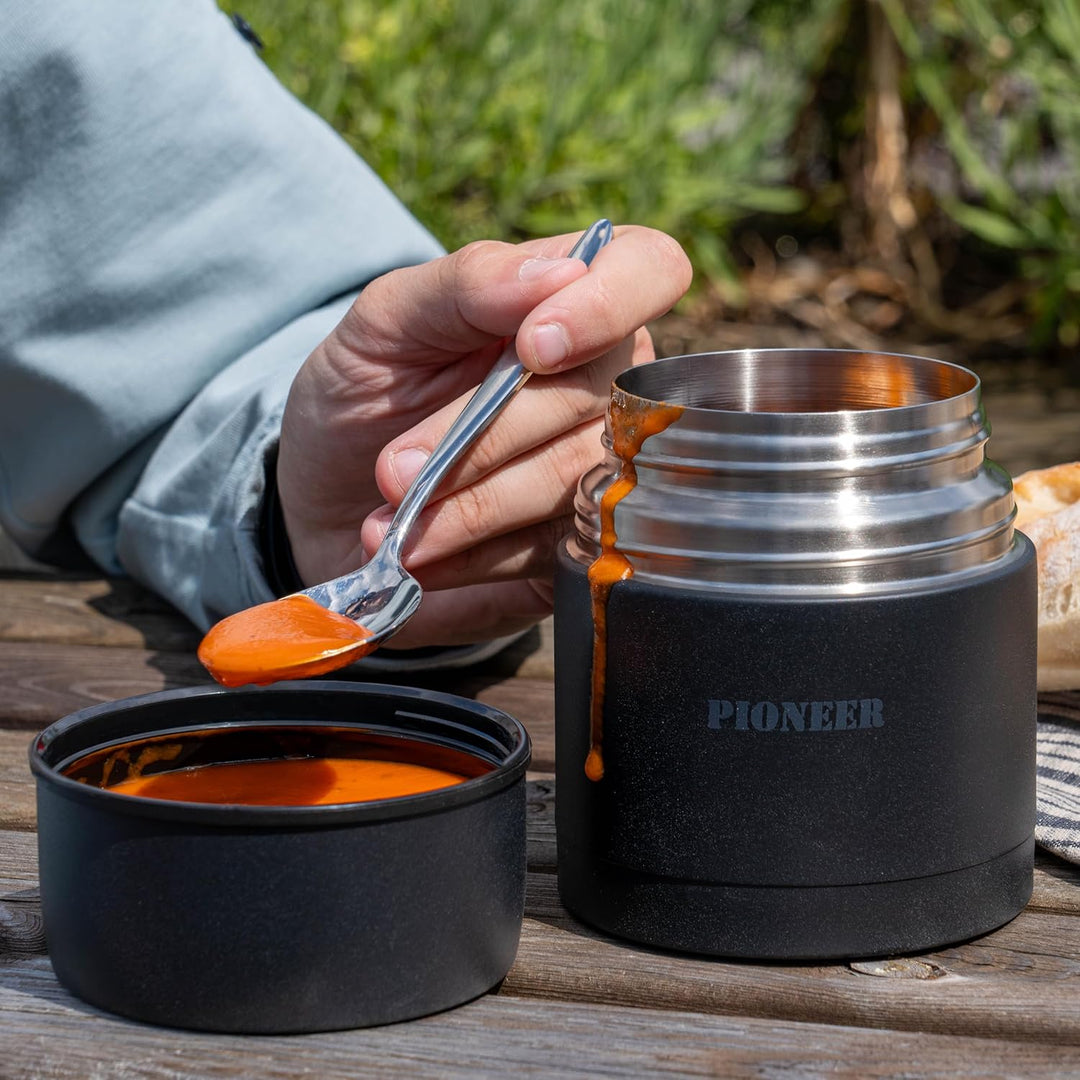 Pioneer Flasche mit Vakuumisolierung, auslaufsichere Flasche für Suppen und andere Lebensmittel, ede
