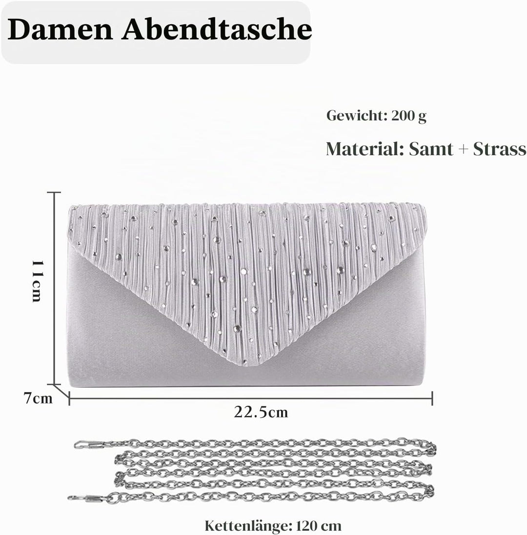 CORIOS Damen Abendtasche Glitter Strass Clutch Tasche Envelope Henkeltasche Glänzend Umhängetasche G