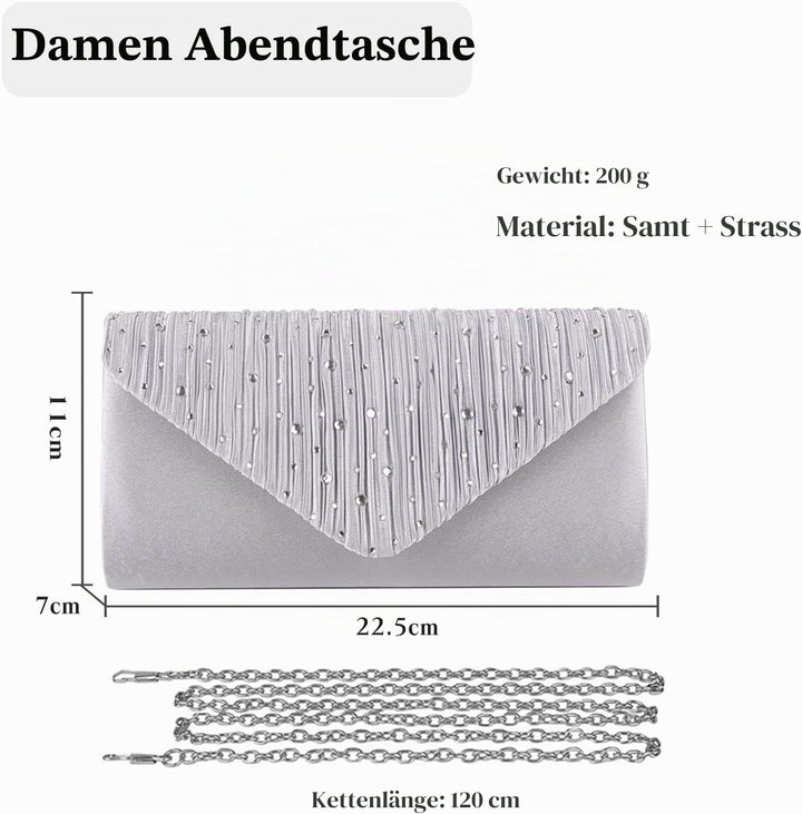 CORIOS Damen Abendtasche Glitter Strass Clutch Tasche Envelope Henkeltasche Glänzend Umhängetasche G