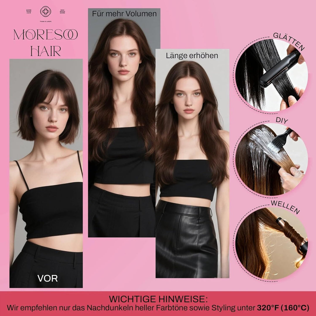 Moresoo Invisible Tape Extensions Hellbraun Echthaar Tape in Extensions Braun Tapes Klebestreifen Ex