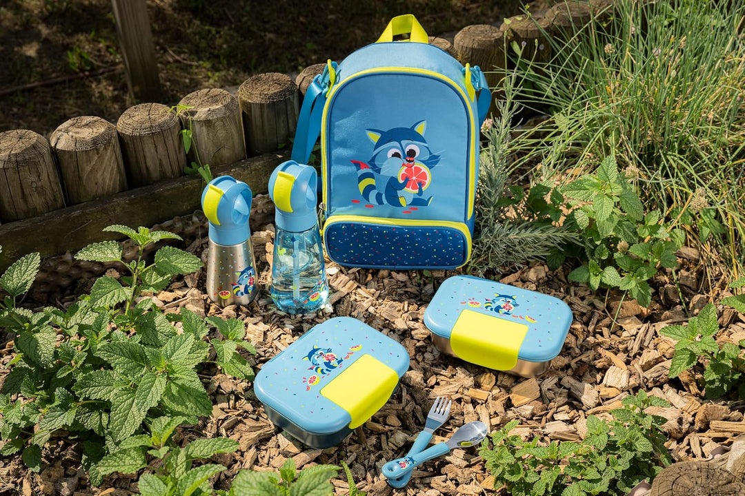 Maped PICNIK - Edelstahl-Lunchbox MINIZ Waschbär 900 ml EDELSTAHL Blau, EDELSTAHL Blau