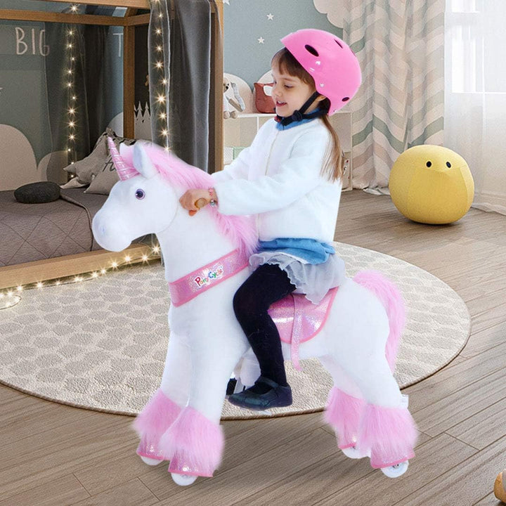 PonyCycle Offizielle Klassisch U-Serie Reiten auf Einhorn Spielzeug Plüsch Lauftier Rosa Einhorn für
