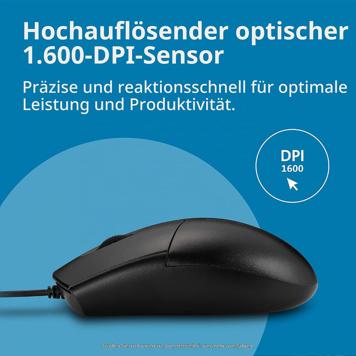 Kensington Acco K:Mouse Pro Fit Washable Wired Abwaschbar / Für Rechts- und Linkshänder Standard, Ab
