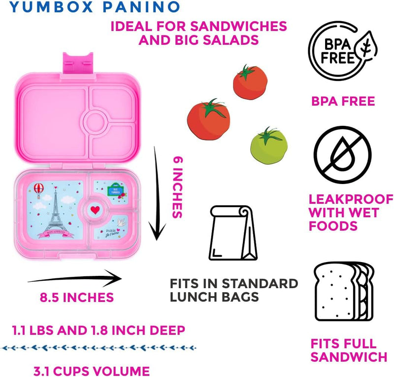 Yumbox Panino M Lunchbox (Fifi Pink) - mittelgrosse Brotdose mit 4 Fächern | Kinder Bento Box für Ki