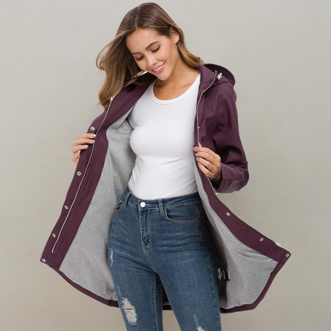 Fahsyee Regenmantel Damen, Regenjacke Wasserdichter Regenmantel mit Kapuze Windbreaker Outdoor Lang