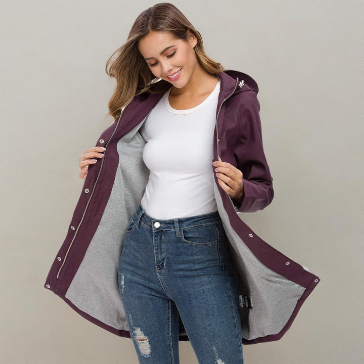 Fahsyee Regenmantel Damen, Regenjacke Wasserdichter Regenmantel mit Kapuze Windbreaker Outdoor Lang