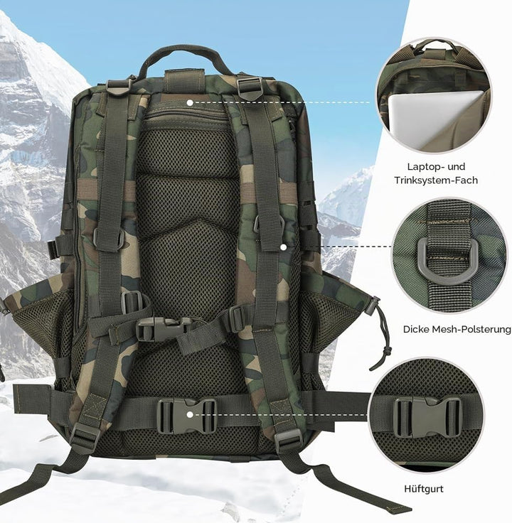 Hannibal Tactical Militär Taktischer Rucksack Cooper Rucksack Armee Assault Pack 3 Tage Bug Out Go B