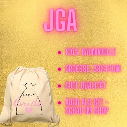 FremiBag Happy Bride & Team Bride Stoffbeutel Set - Turnbeutel für den JGA Junggesellinnenabschied a