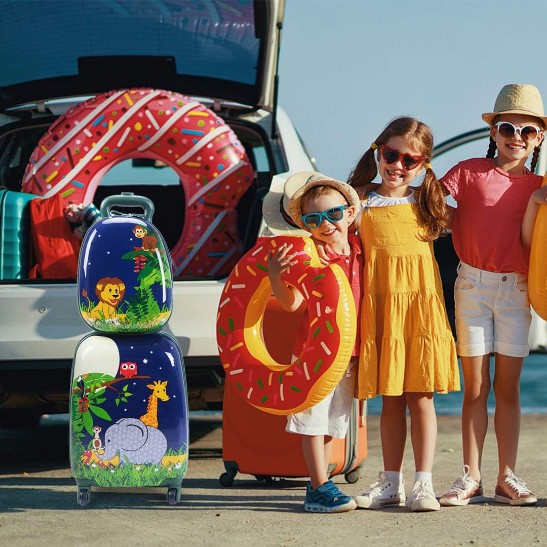 GOPLUS Kinderkoffer mit Rucksack, Kids Trolley, Kindergepäck mit Rollen, Reisekoffer mit Teleskopgri