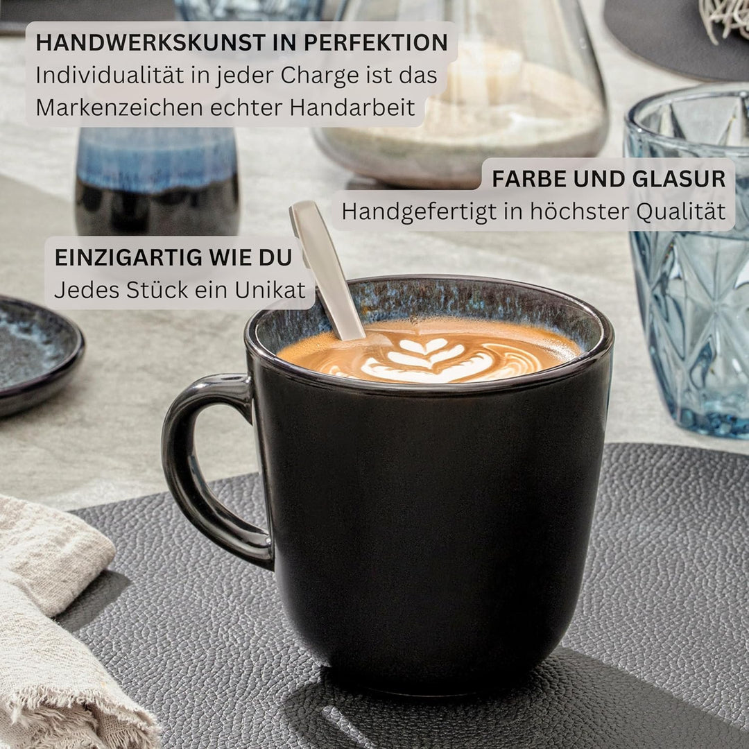 SÄNGER Luxor | Kaffeebecher 6 Personen, Steingut Kaffeetassen Set 6er, Tassen Teetasse spülmaschinen