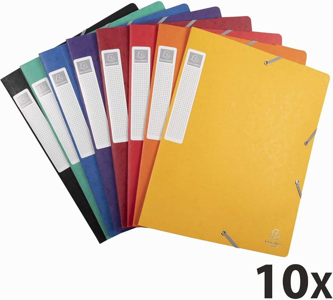 Exacompta 14000H 10er Pack Premium Sammelboxen mit Gummizug 40 mm breit aus extra starkem Colorspan-