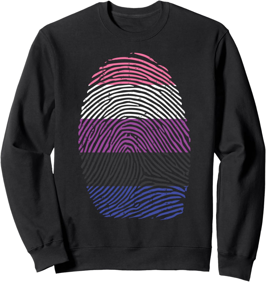 Finger Print DNA LGBTQ Genderfluid Flag Non-Binary Men Women Sweatshirt