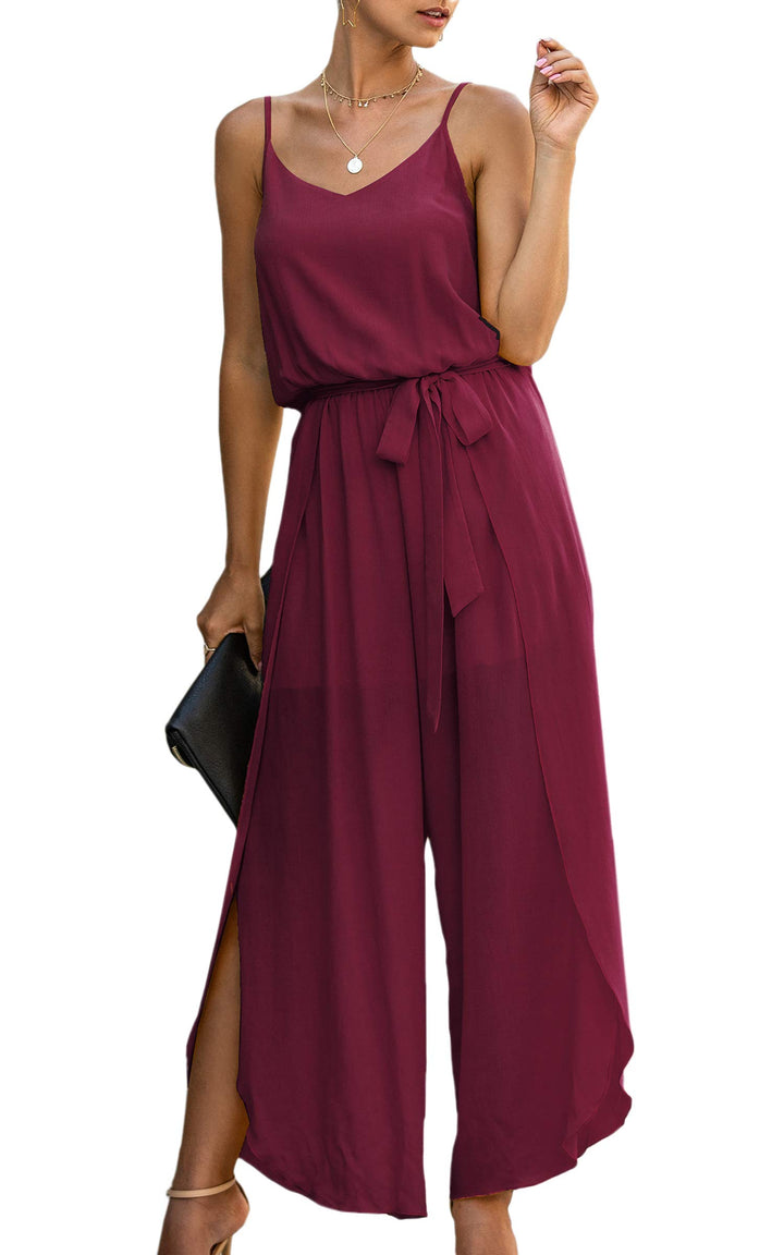 ASOMI Jumpsuit Damen Sommer Lang: Sexy Cocktail Elegant Mode Gürtel Overall Hochzeit Hawaii Urlaub S