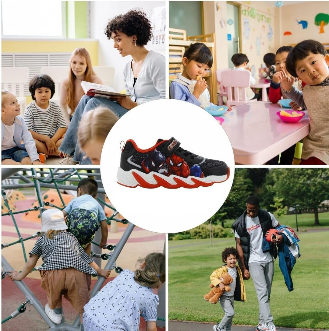 Leomil Spiderman Blinkschuhe Jungen Spiderman Schuhe Kinder, Ideal for Schule und Freizeit 25 EU Sch
